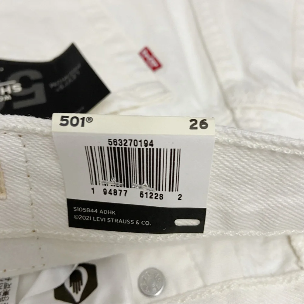 Levi's 501 Original Shorts Hi Rise Distressed Keep It Clean Size 26 NEW - Picture 7 of 8